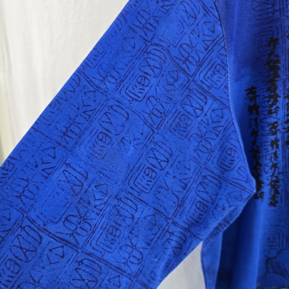 NWT Chicos Designs Blue Asian Pattern L Sleeve Pull Over CottonShirt. Ladies 16. - Picture 7 of 9